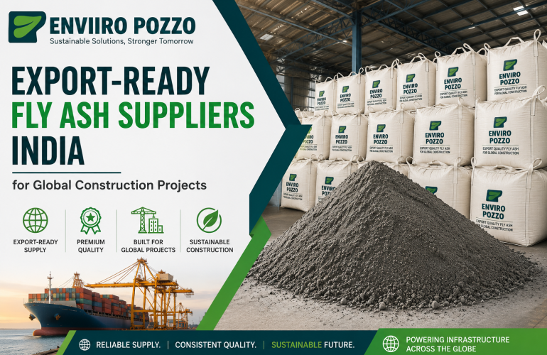 Export-ready fly ash suppliers in India for global construction projects by Enviiro Pozzo