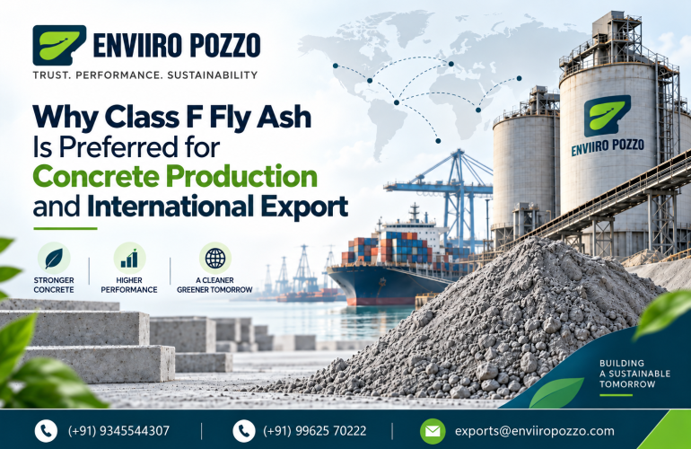 Class F fly ash for concrete production for durable and high-performance concrete applications.
