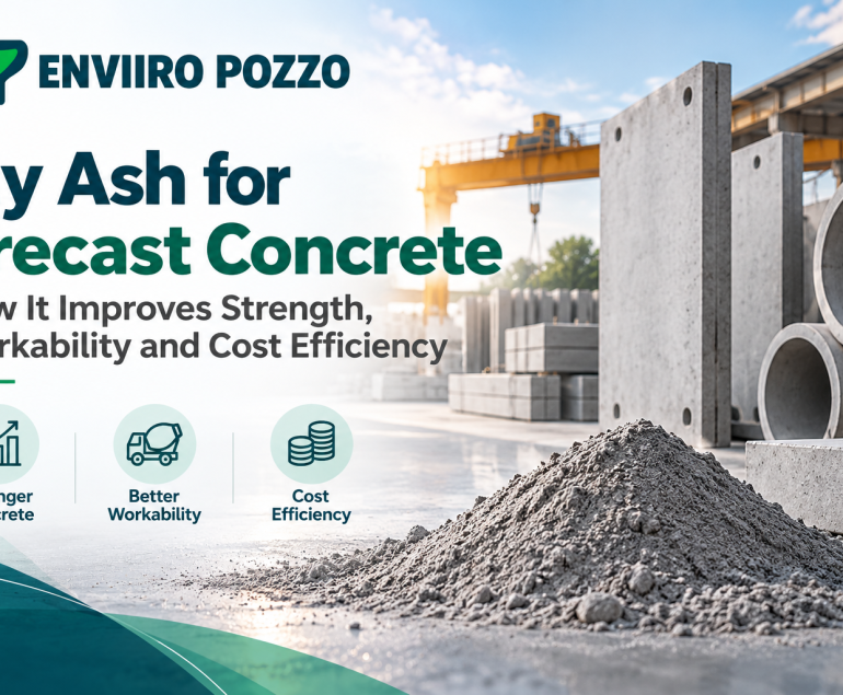 Fly ash supplier for precast – Enviiro Pozzo highlighting the benefits of fly ash in improving concrete strength, workability, and cost efficiency.